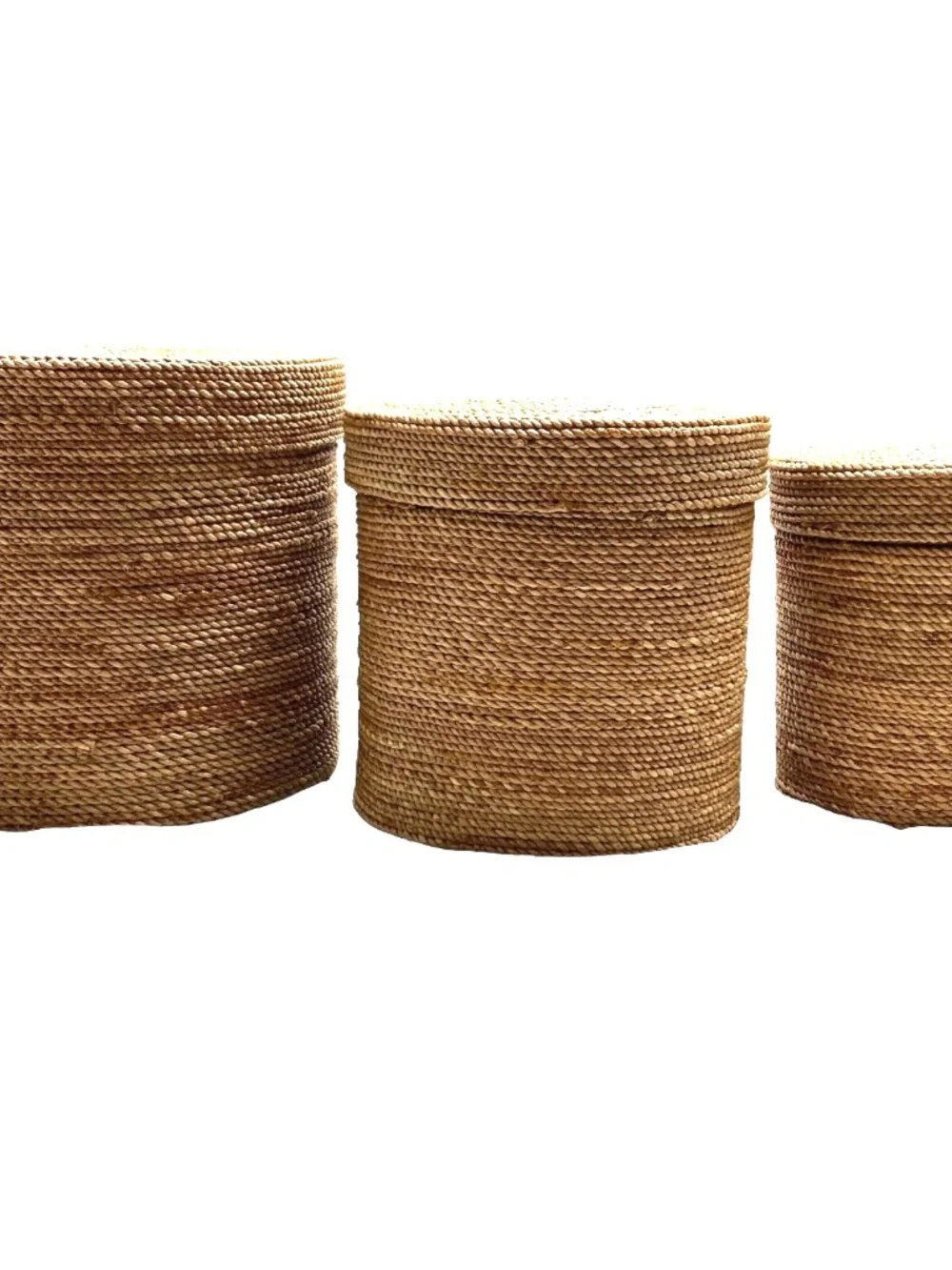 Vintage Nesting Boxes Set of 3 Brown Jute Rope Rustic Primitive Storage Any Room